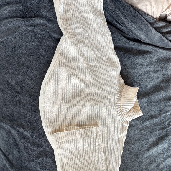 Free People Ivory Ribbed Turtleneck Sweater - Picture 1 of 5